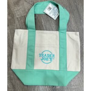 Trader Joe’s Mini Pastel Green Canvas Tote Bag Limited New With Tags SHIP ASAP